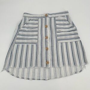 Potter’s Pot Women’s Linen Blend Pull On Skirt Elastic Back Pockets Size Medium